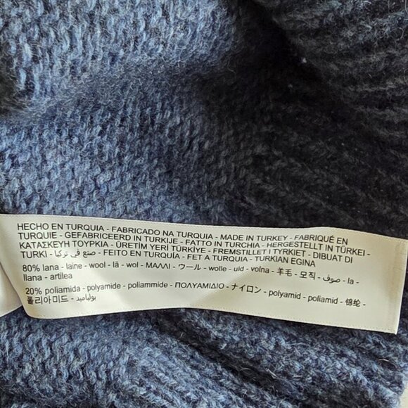 Massimo Dutti Sweater Men XL Heathered Blue LS Crewneck Wool Blend Academia FLAW - Picture 13 of 16